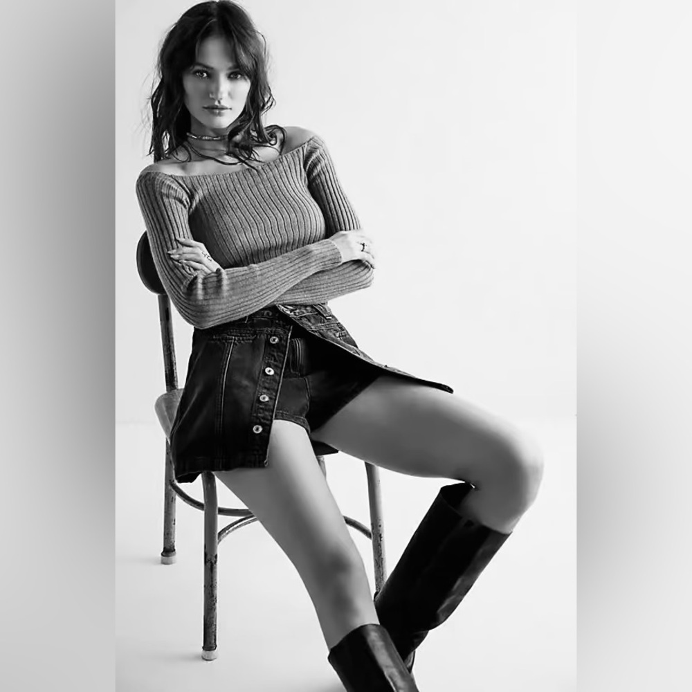 Free People We The Free Midnight Sun Mid Rise Skort NWT Size 31 Washed Grey